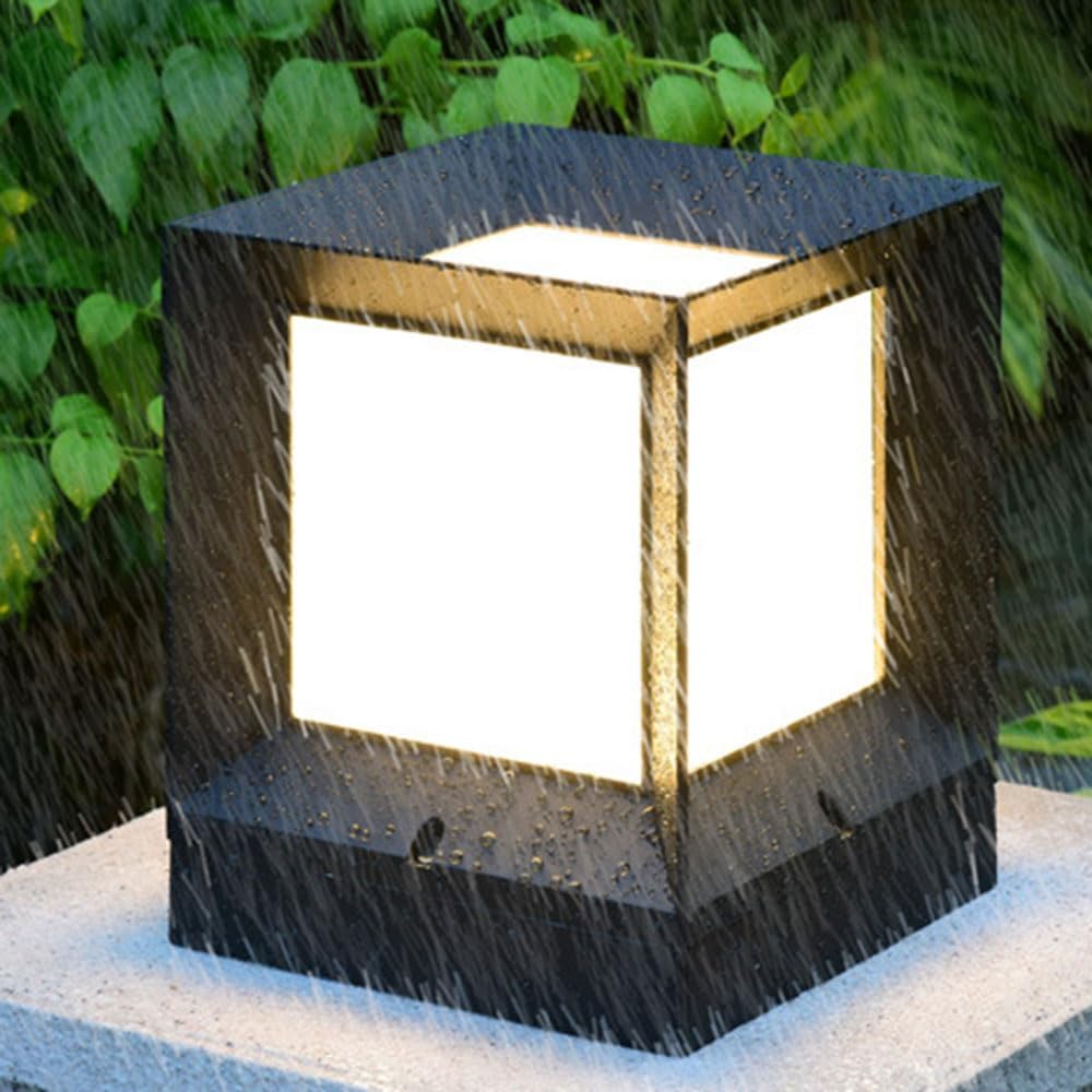 20cm Lampe sur poteau, luminaires de jardin modernes, lampe extérieure étanche, lanterne minimaliste pour balcon, luminaires d'aménagement paysager - 3