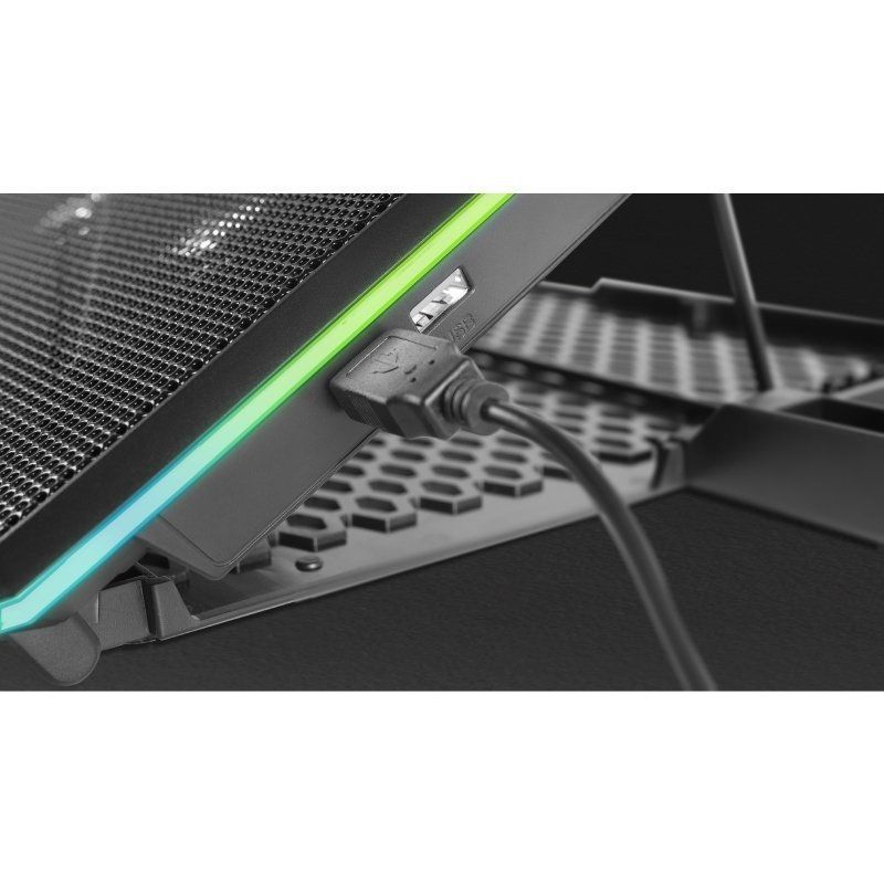 Conceptronic CNBCOOLSTAND1F Base Di Raffreddamento Per Notebook Fino A 17 Pollici - Ventola Silenziosa Da 12,5 Cm, 5 Angolazioni Regolabili, Porta USB Extra, Antiscivolo.