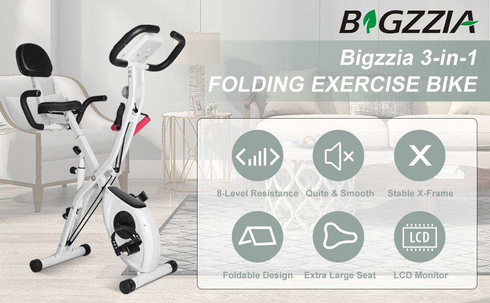 Bicicleta ergométrica dobrável Hamlody 3em1,resistência magnética ajustável de 8 níveis,selim extra largo,monitor de frequência cardíaca,tela LCD - 6
