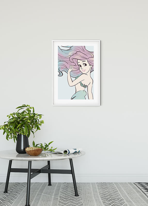 Cartel artístico de komar - disney ariel aquarell - talla: 40 x 50 cm