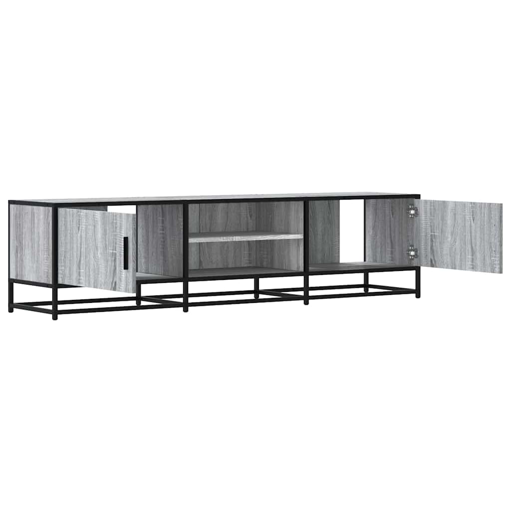 Meuble TV sonoma gris 160x35x41 bois d'ingénierie et métal - 7