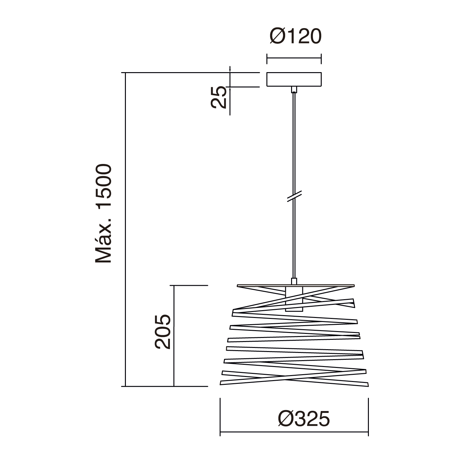 Suspension GLAM E27 60W Noir - 3
