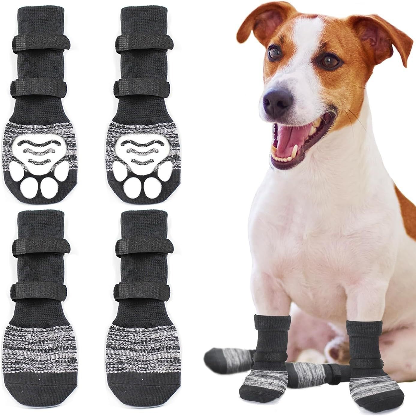 Lot de chaussettes antidérapantes pour chien, protège-pattes