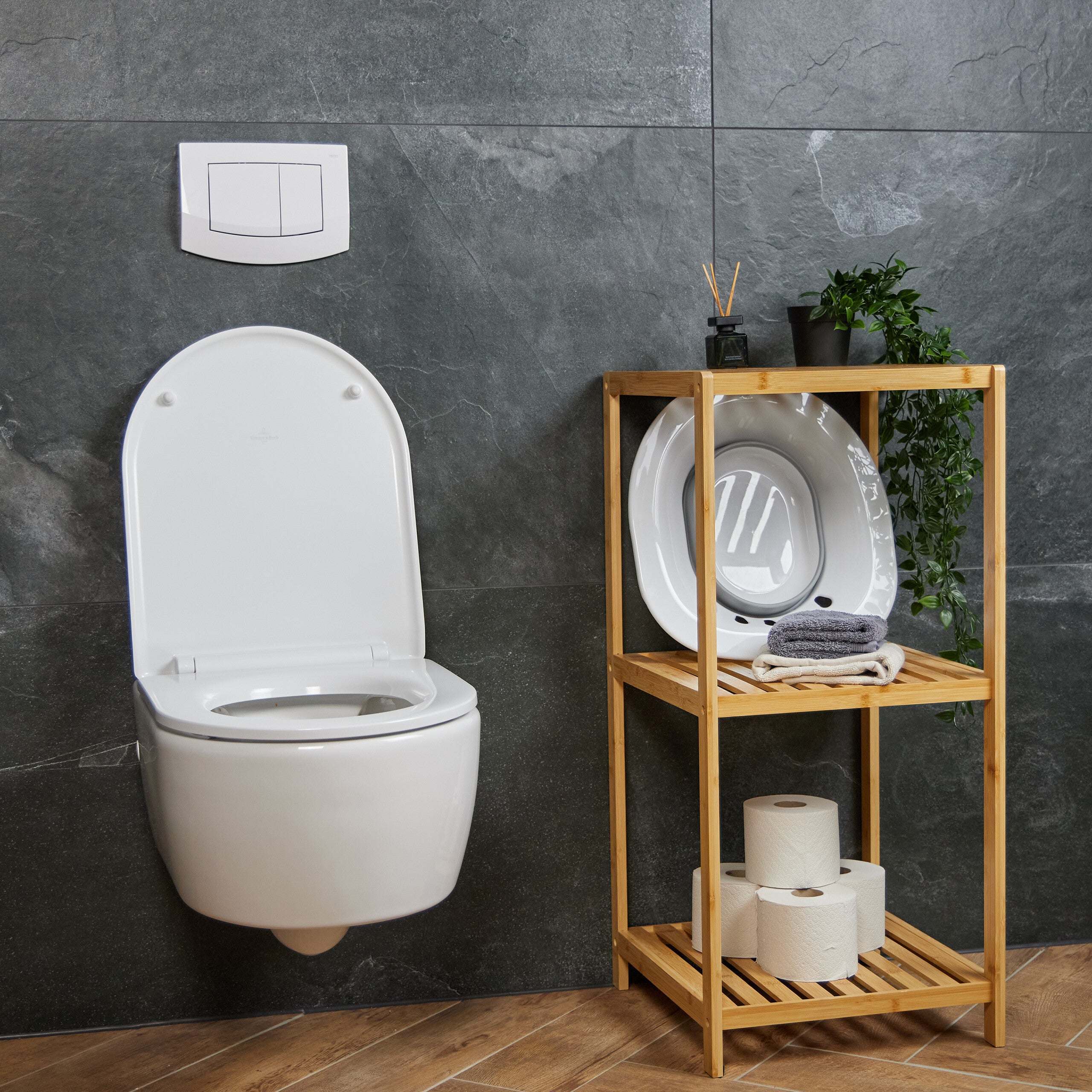 Bain de siège pliable pour WC, 12 x 36 x 39 cm, bidet en PP thermoplastique pour l'hygiène intime, blanc et gris, Relaxdays - 5