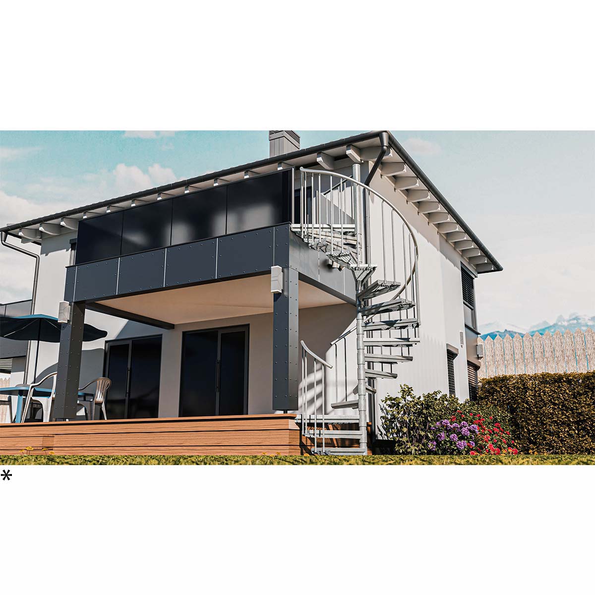 Scala per esterno / Scala a chiocciola Ø 160 cm | Altezze: 432-446 cm | Gradino in acciaio - 3