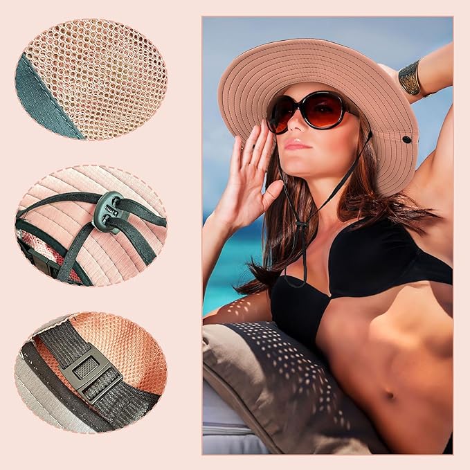 Chapeau pliable pour femme, protection solaire extérieure, plage, été, bord large, protection UV - 3