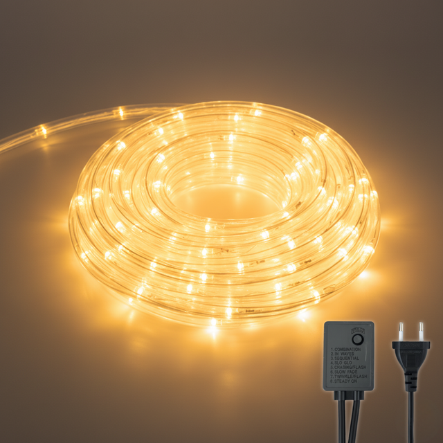 TUBO LUMINOSO ESTERNO 480 LED LUCI BIANCO FREDDO 20M NASTRO LUMINOSO IP44