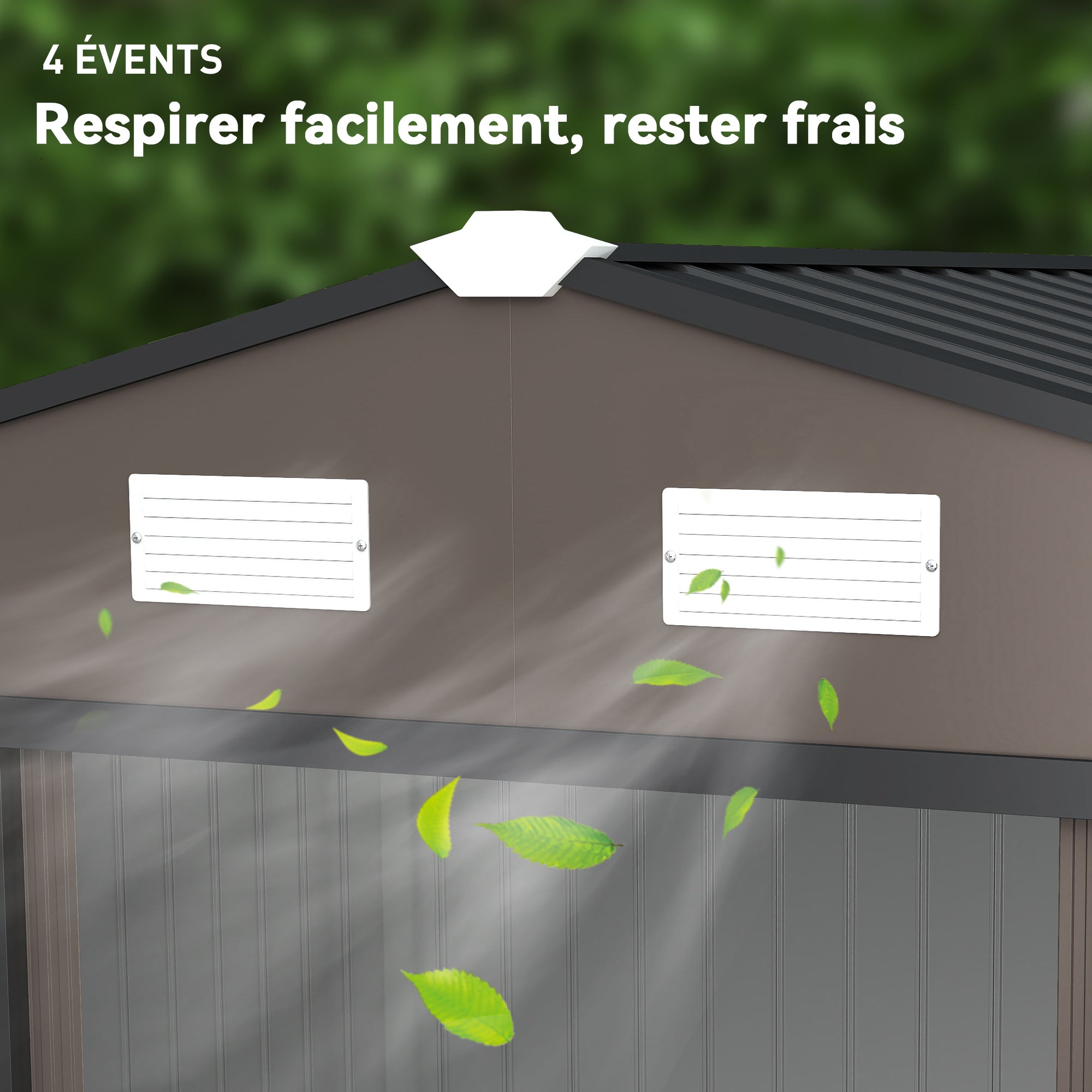 Abri de jardin - Outsunny - 5,4m² - kit de fondation, porte coulissante verrouillables 4 aérations - 277x195x192cm - marron - 8