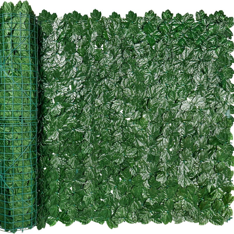 Sztuczny bluszcz do ogrodzenia, sztuczny żywopłot 50 cm x 300 cm, panele ze sztucznego żywopłotu, dekoracja ogrodu na zewnątrz, ciemnozielony