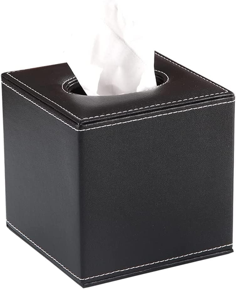 Boîte à Mouchoirs Décorative En Tissu Lin - Cache Carré Avec Fermeture Magnétique - 13x13x14,5 Cm - Pour Bureau, Maison