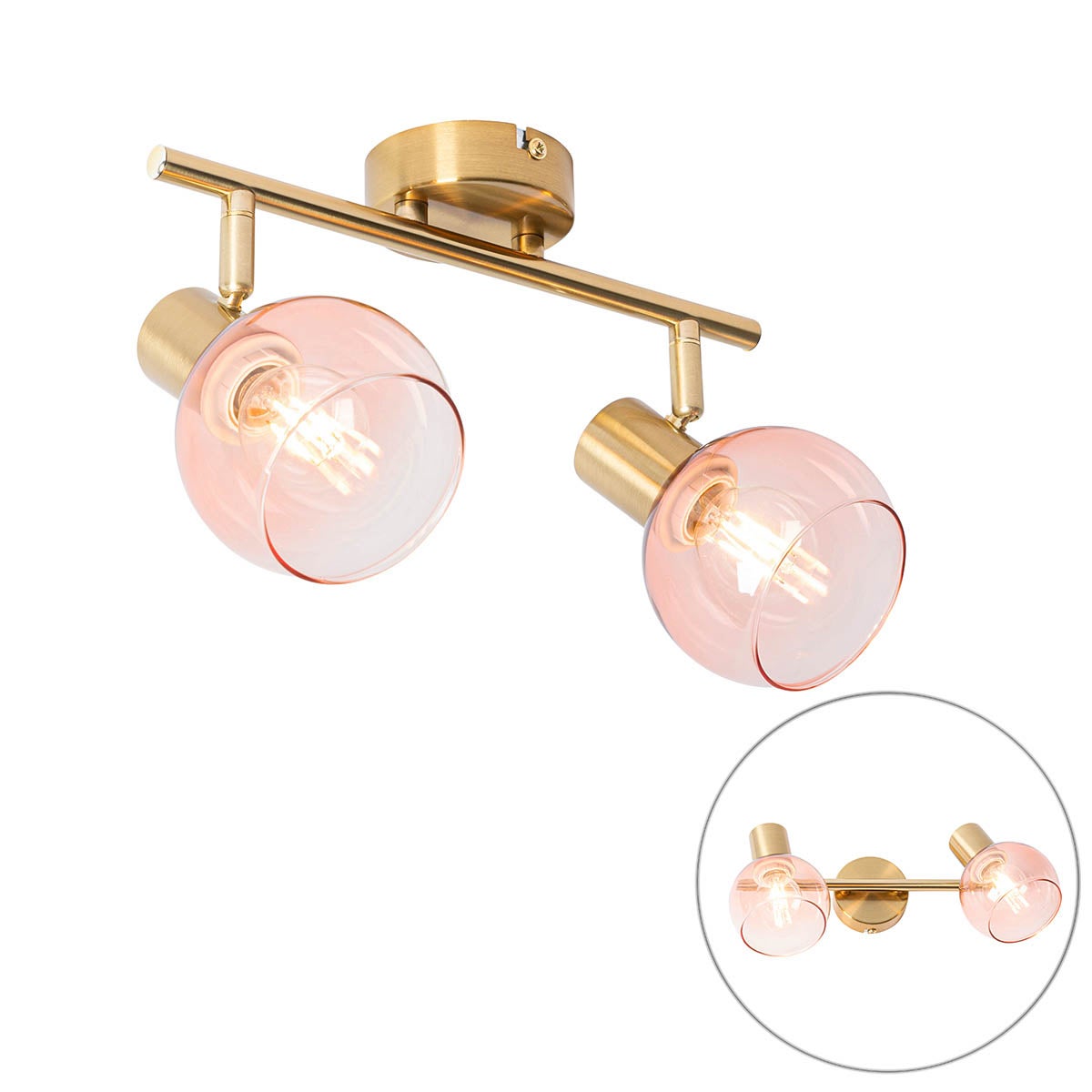 Qazqa regulowany reflektor sufitowy 2-punktowy inteligentny - Vidro - różowy, e14, żarówkami LED 4.2 w zestawie, 2700k - 6500k