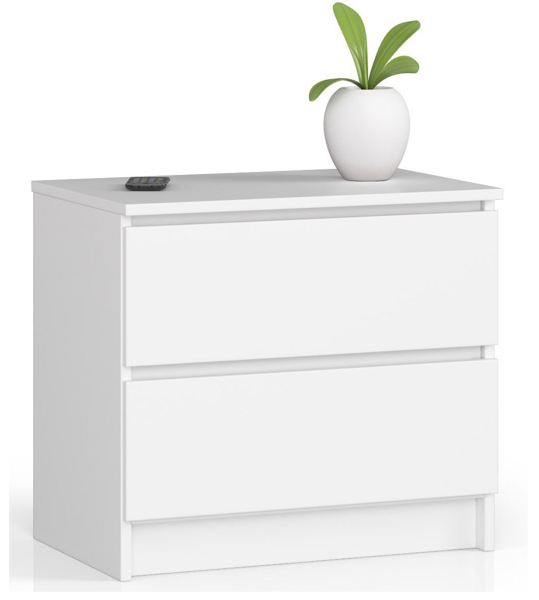 Szafka nocna AKORD K60 Biała 60 cm 2 szuflady kolor Biały mat 60x40x55 cm