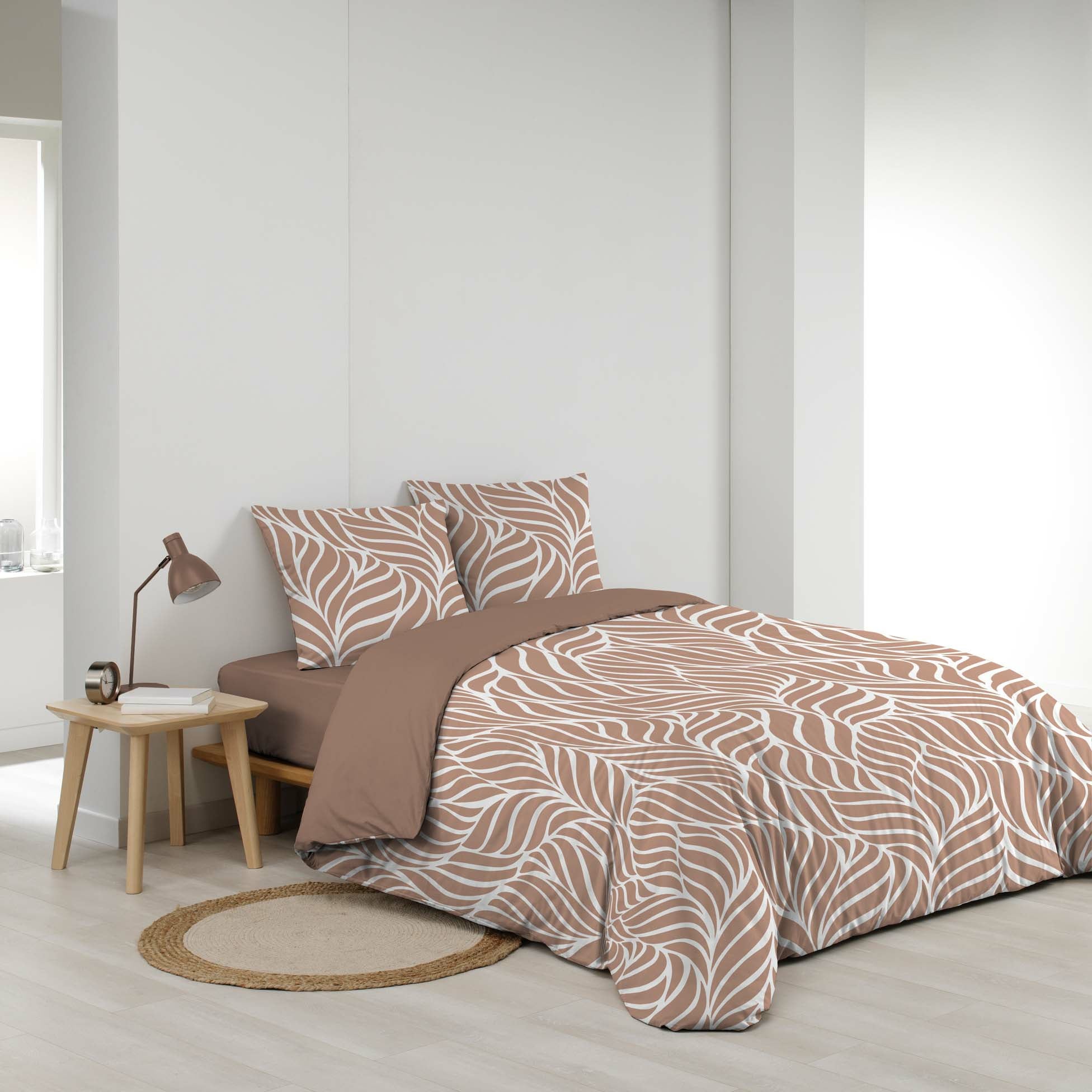 Housse de couette 260 x 240 cm coton 57 fils MORGANE Mocha + 2 taies - 3