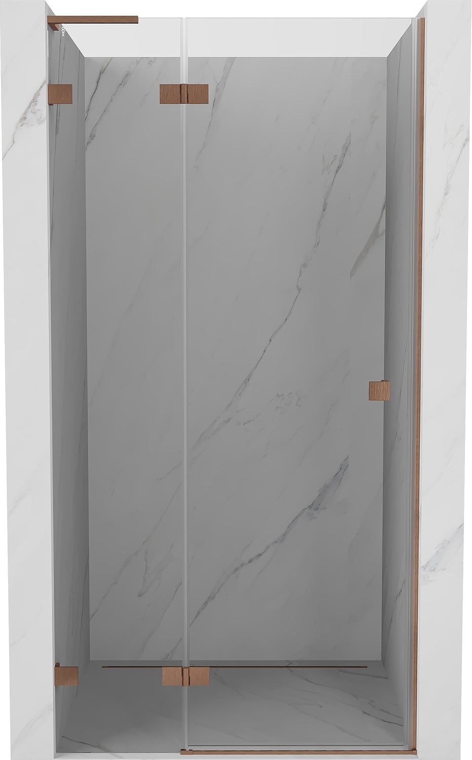 Mexen Lunar L drzwi prysznicowe uchylne lewe 80 cm, transparent, miedź szczotkowana - 834L-080-000-65-00-L