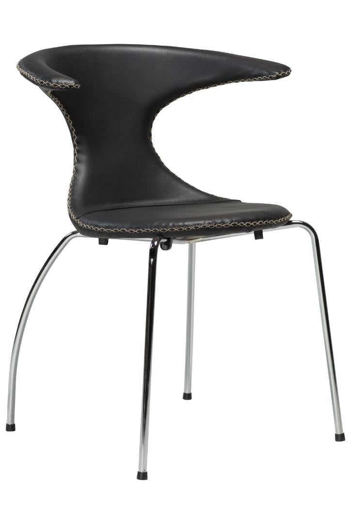 Flair Dan-Form krzesło stołowe prawdziwa skóra czarny.