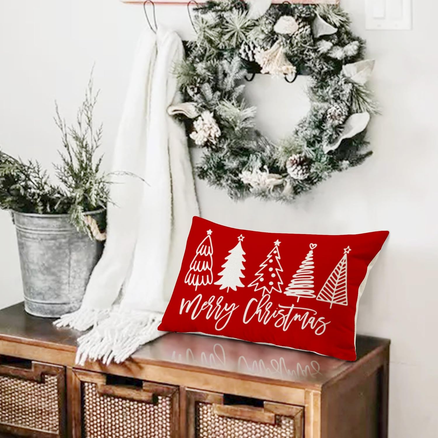 4pcs Housse Coussin Noël, 45x45 Cm, Wapiti Coton Lin Décoratif Taie D