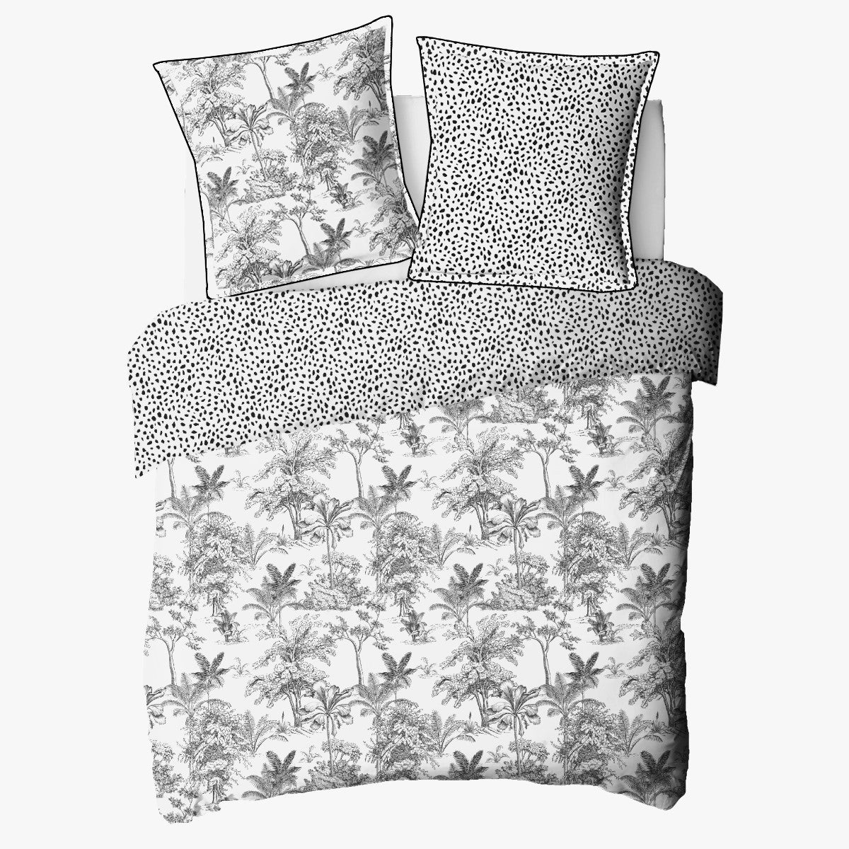 Parure de lit 2 personnes en coton 57 fils imprimé blanc 240x220cm - 4