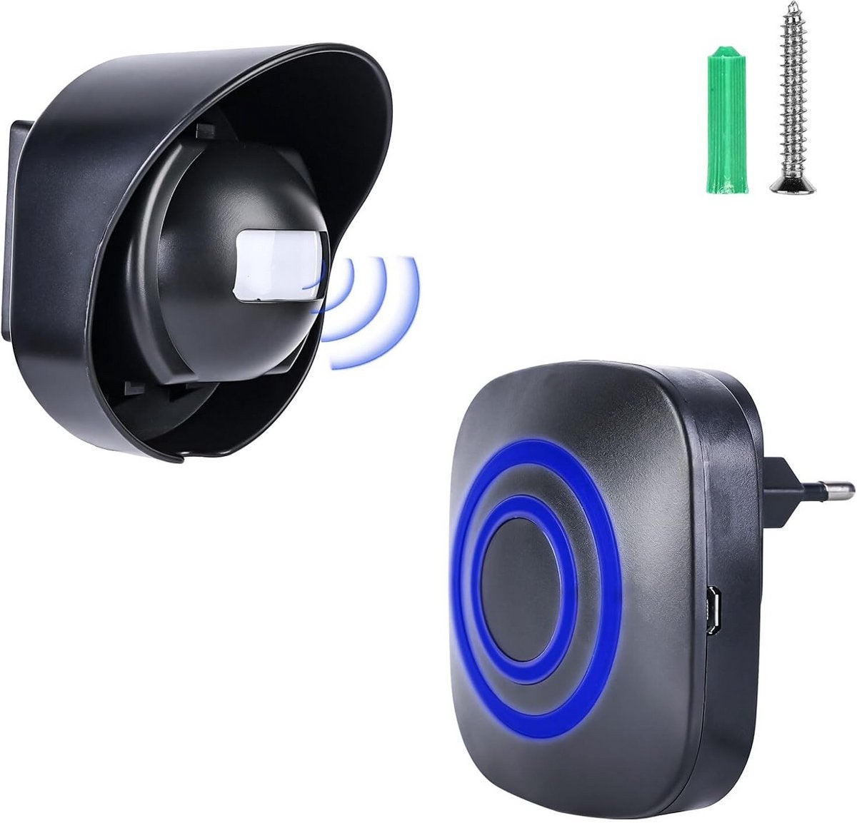 Detector de alee, inclusiv 1 senzor de mișcare, sonerie wireless, alarmă de intrare, alarmă de acces rezistentă la intemperii