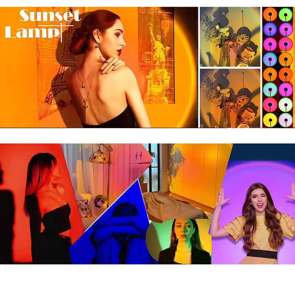 Lampe Sunset Lampe Solaire RGB 16 Couleurs 180° Pivotante 4 Modes d'Éclairage Accessoire Photo Parfait - 2