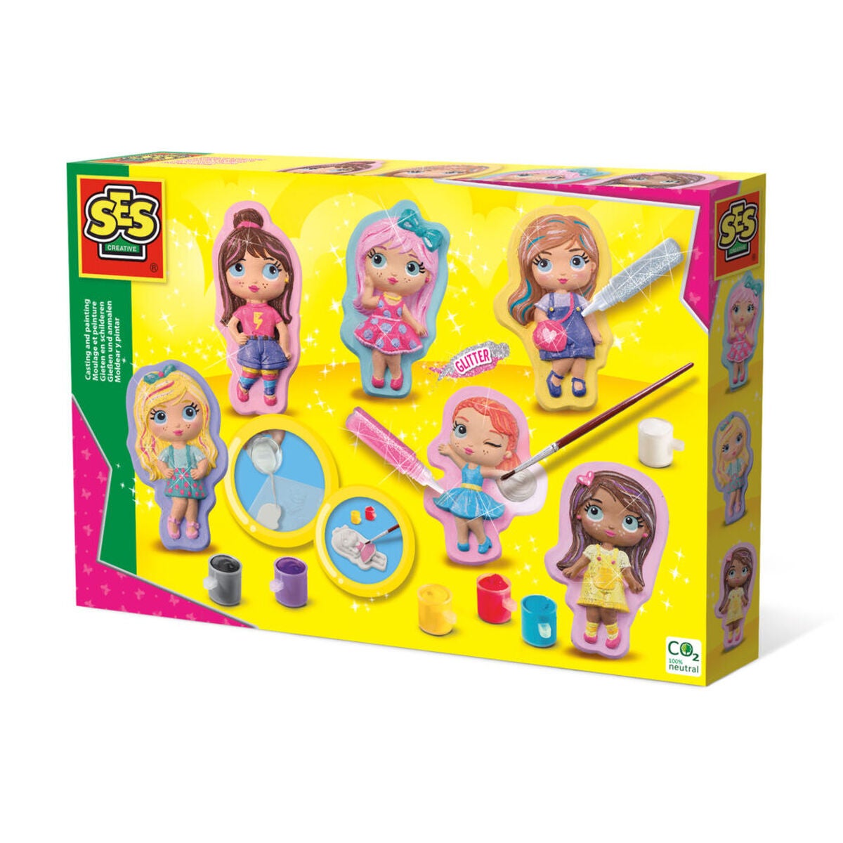 SES CREATIVE Moldear Y Pintar - Animales Con Brillantina SES CREATIVE Moldear Y Pintar - Animales Con Brillantina