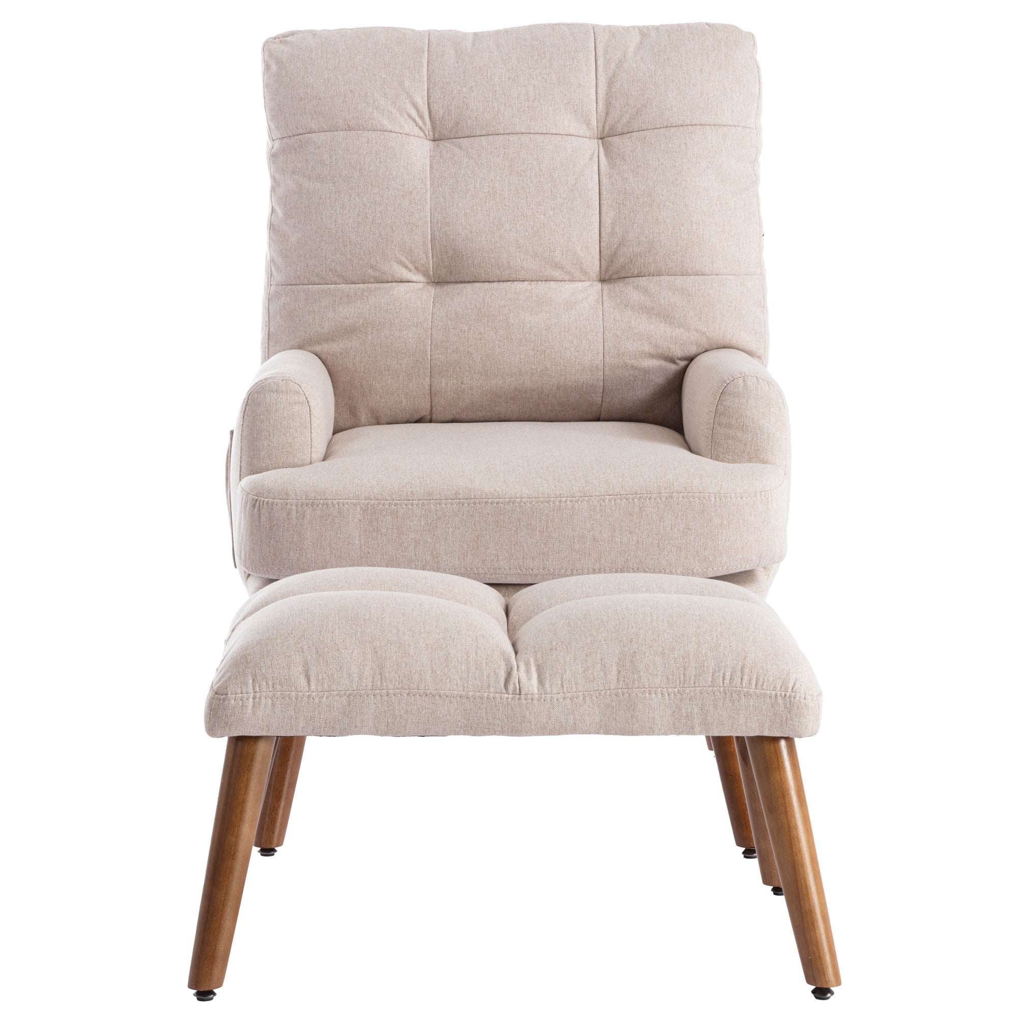 Fauteuil vonvertible avec repose-pieds et dossier réglable - Beige - 7