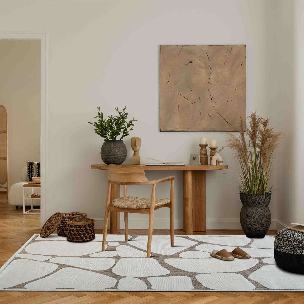 Tappeto moderno con motivo iceberg in rilievo crema 80x200 - 8