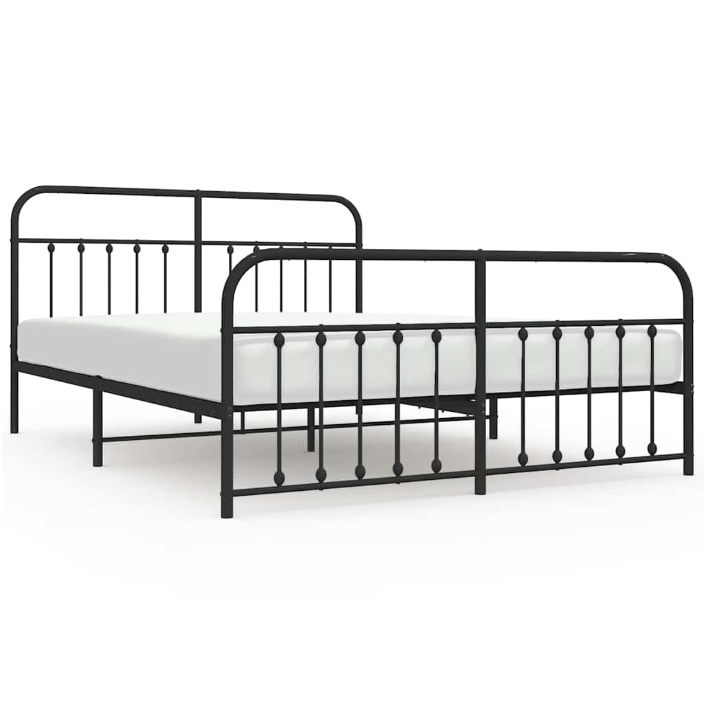 Estructura de cama sin colchón con estribo, de metal negro, para dormitorio, 183 × 213 cm - 2