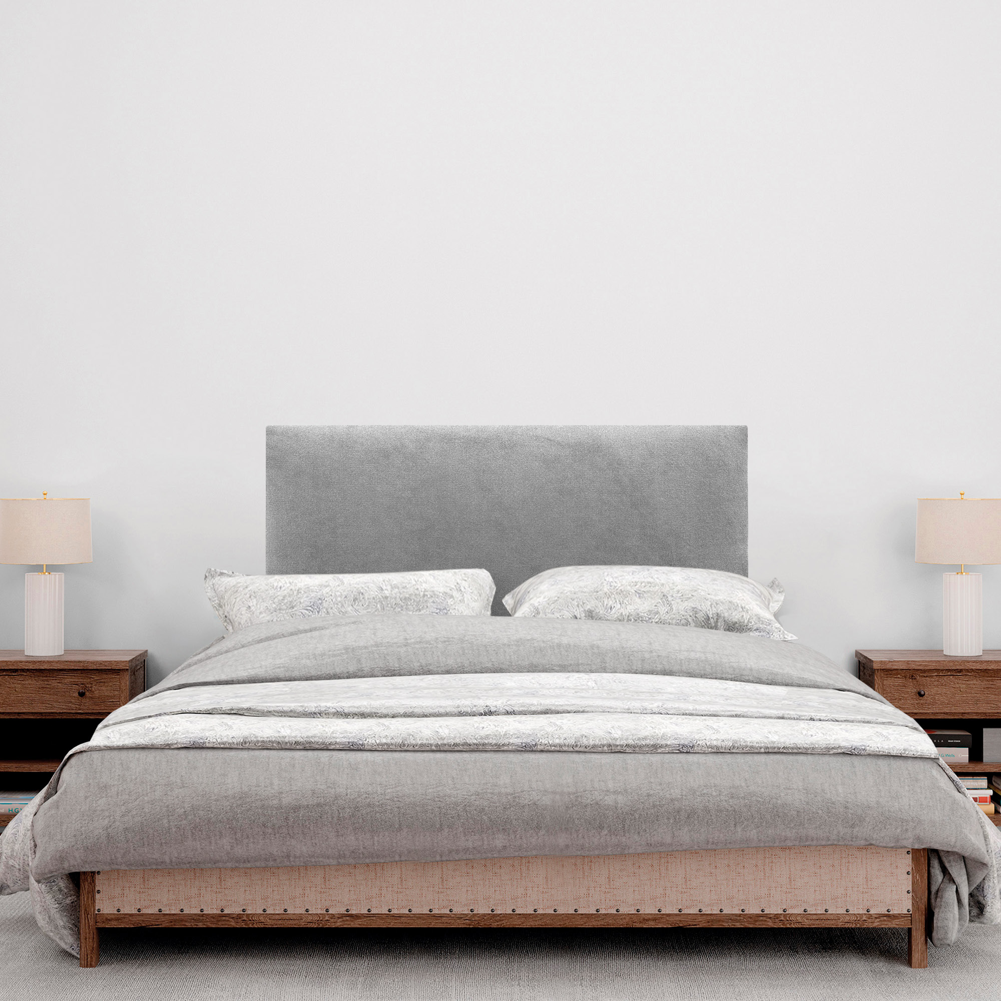 DHOME Cabecero de Tela AQUALINE Liso cabeceros Cabezal tapizado Cama Lujo (Tela Gris, 105cm (Camas 80/90/105)) - 4