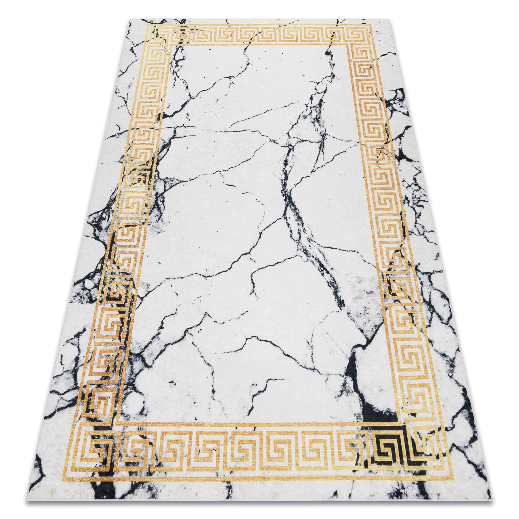 Lot De 4 Tapis Lavables ROMAINS Antidérapants - 3x75x125 Cm + 1x50x70 Cm - Gris Foncé - Neuf