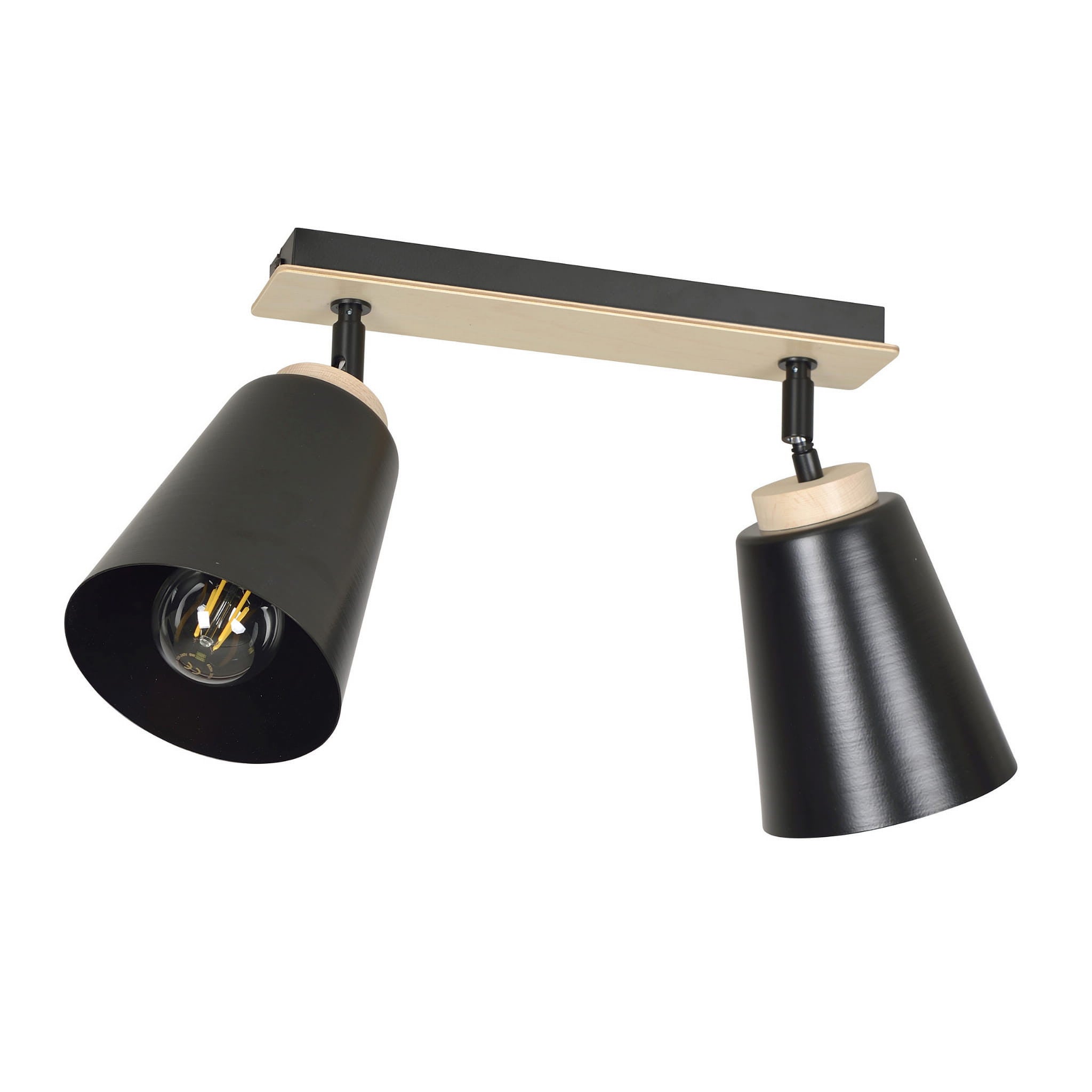 Lampa sufitowa wisząca Atlas czarna-jasne drewno 2xE27x15W metal Emibig
