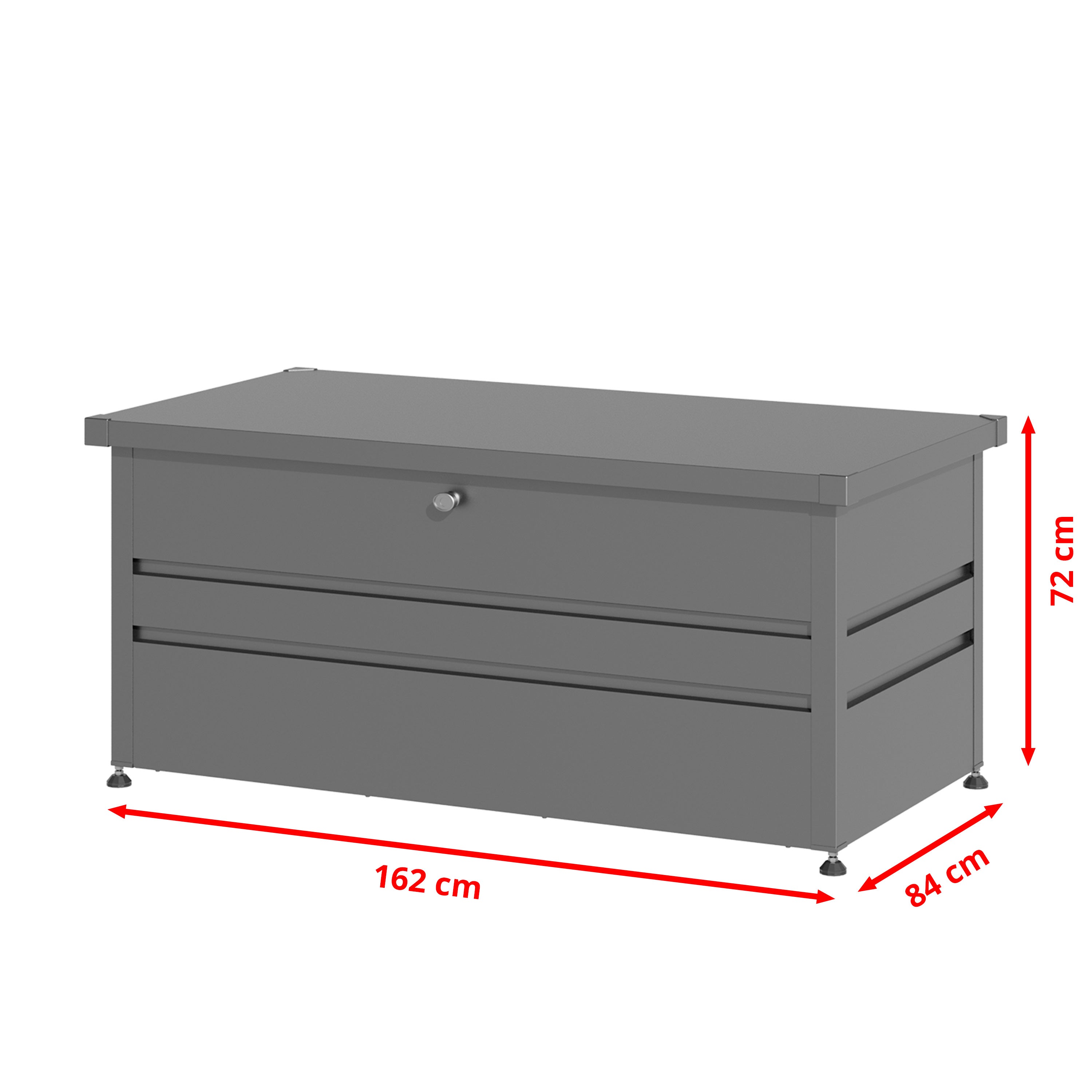 GFP Primeyard Cassapanca da giardino 162x84x72 cm baule da esterno metallo antracite impermeabile - 3