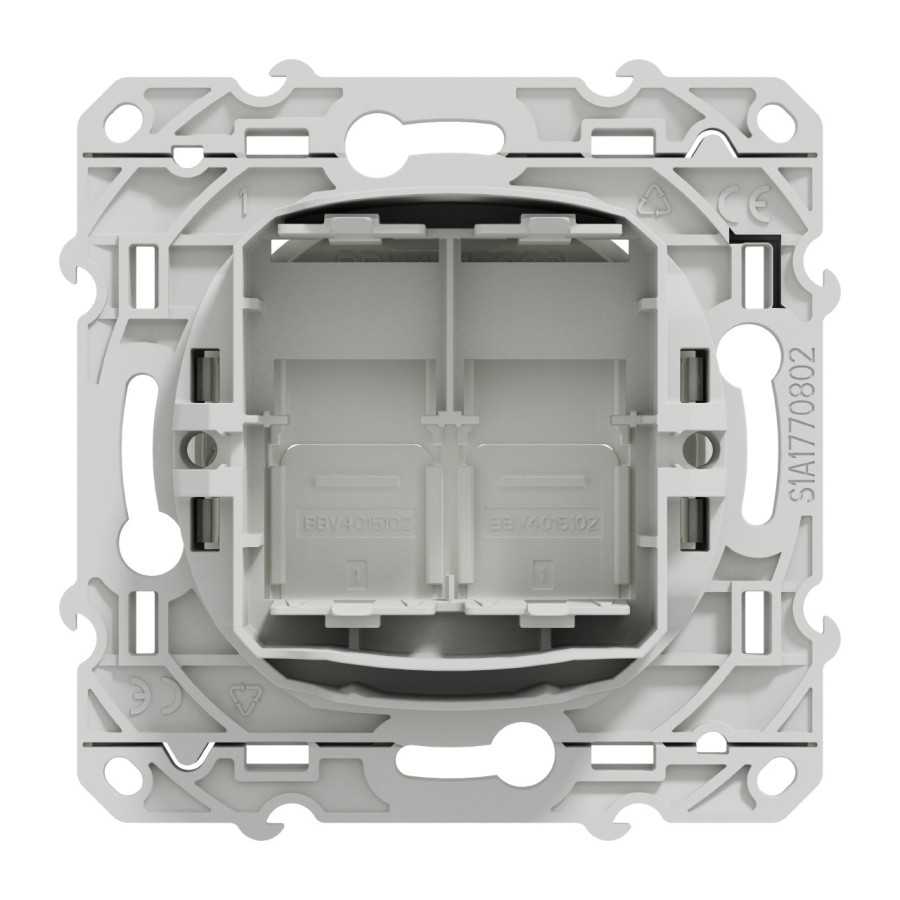 Prise double RJ45 Odace - Sans connecteur - Blanc - 4