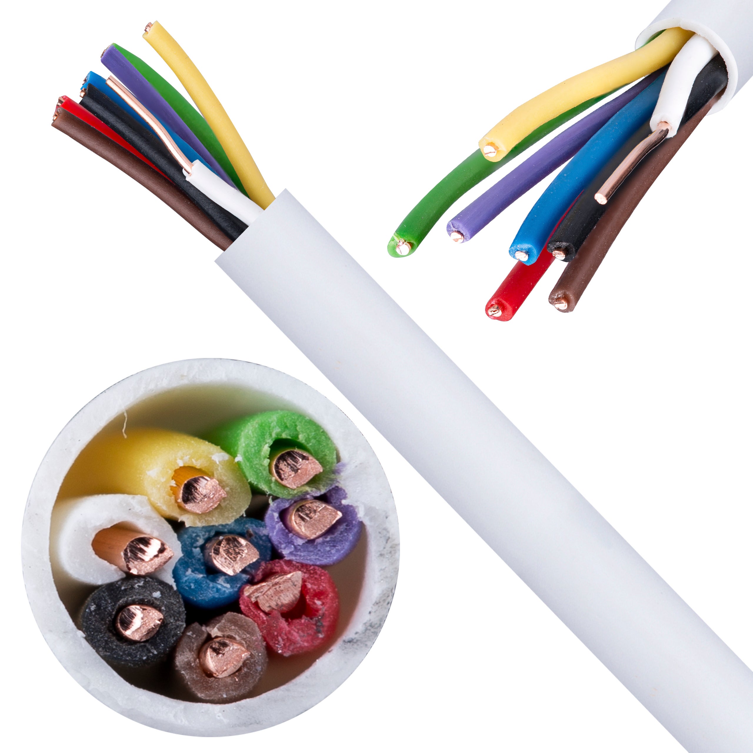 Kabel alarmowy YTDY 8x0,5mm biały 100V domofonowy drut Elektrokabel 100m