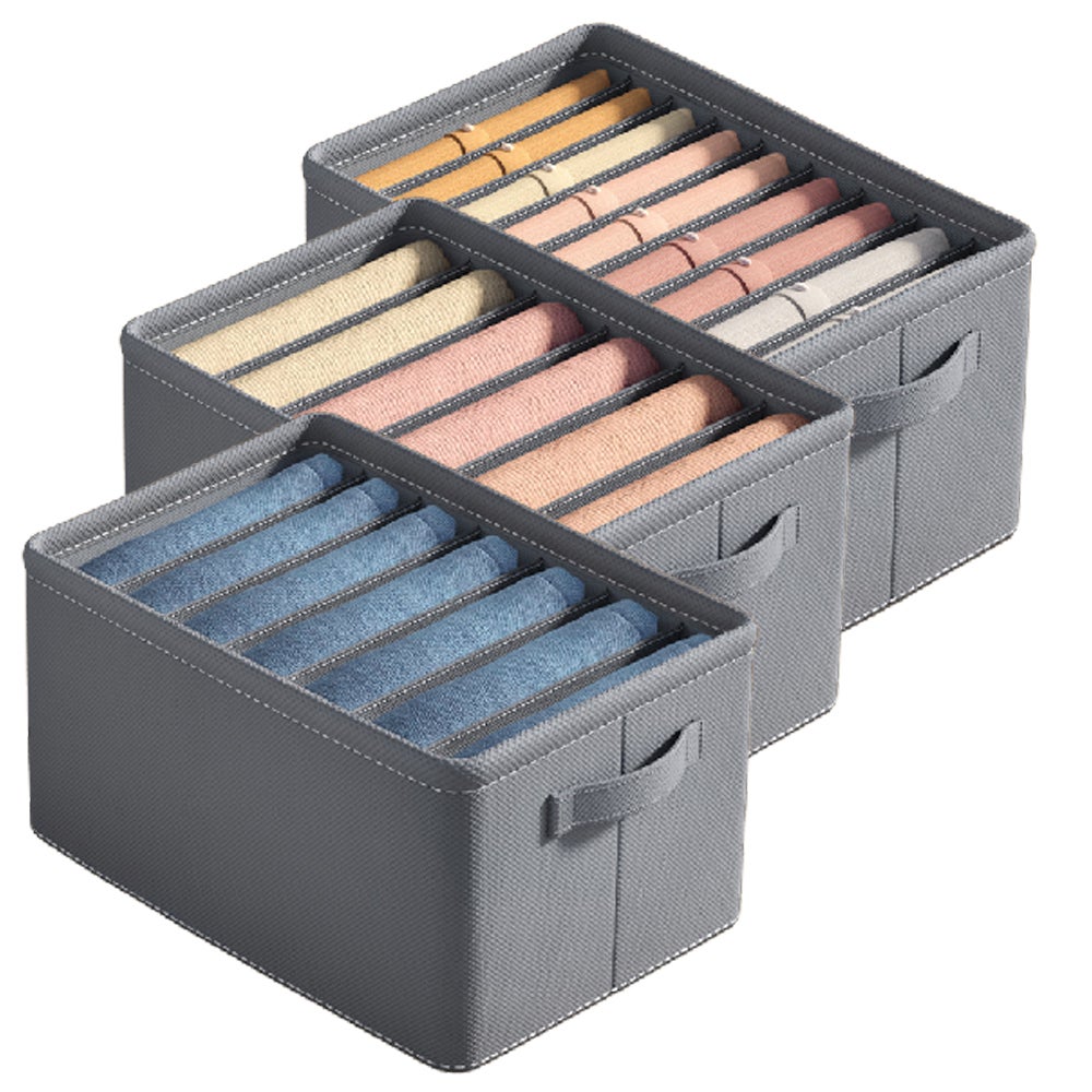 Univivi Contenitori Pieghevoli In Tessuto Con Coperchio – 4 Pezzi 36x25x20 Cm Per Armadio E Casa