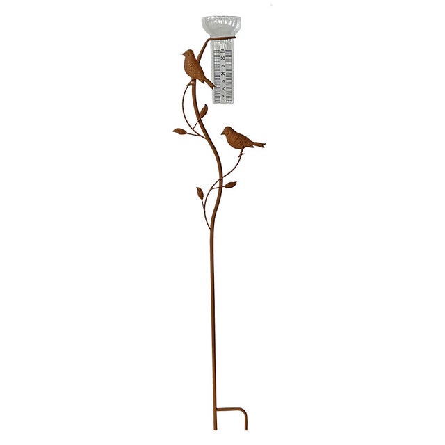 Pluviomètre Hibou Savant - Tuteur Jardin Décoratif 116 Cm, Graduation 0-35 Mm, Allié Mignon Pour Mesurer La Pluie