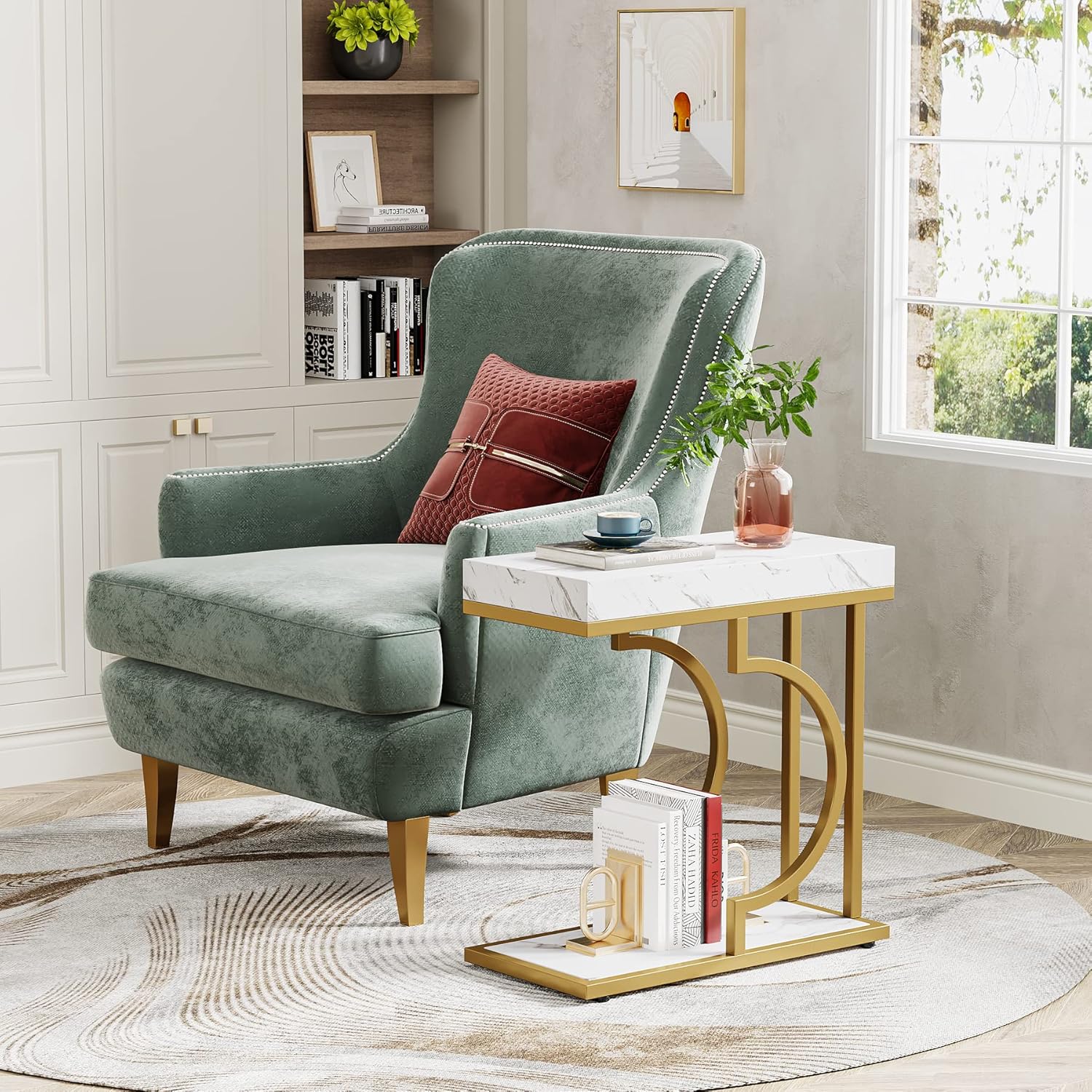Table D'appoint étroite Tribesigns - étagère Basse, Couleur Bois Naturel - 9
