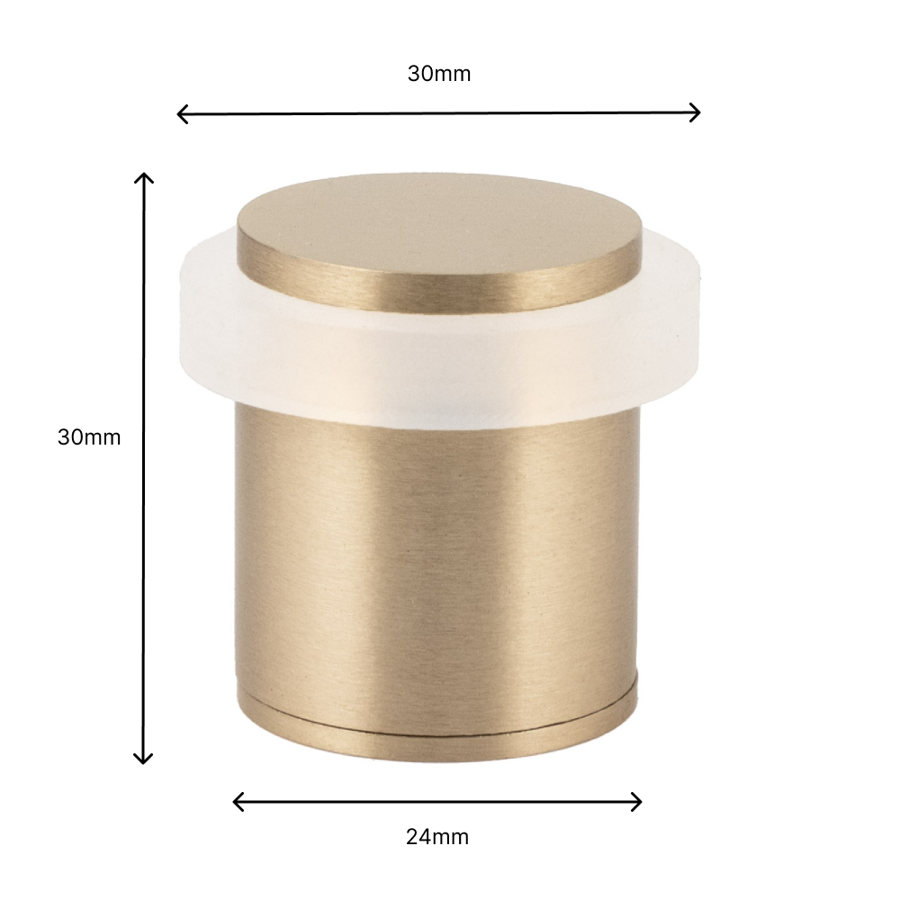 Pack de 4 butées de porte 24 x 30 mm pour sol, laiton avec caoutchouc de protection blanc, installation avec vis, EVI Herrajes - 4