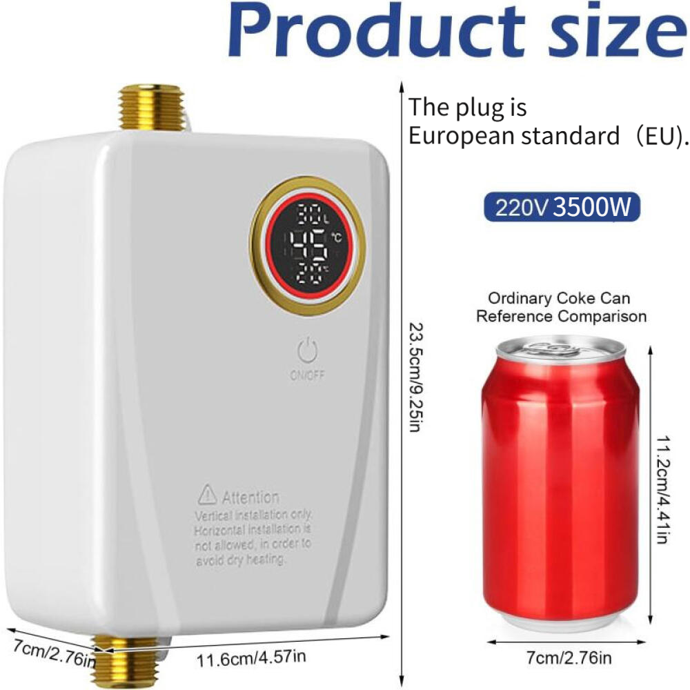 Chauffe-eau instantané 3500 W 220 V sans réservoir avec écran LCD pour éviers en ligne, chauffe-eau sous évier (blanc). - 2