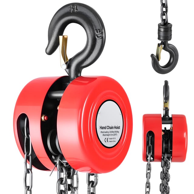 Palan manuel a chaine SucceBuy, charge 1 tonnes, hauteur de levage 6 m, equipe deun crochet robuste, chaine G70 et systeme de frein a double cliquet