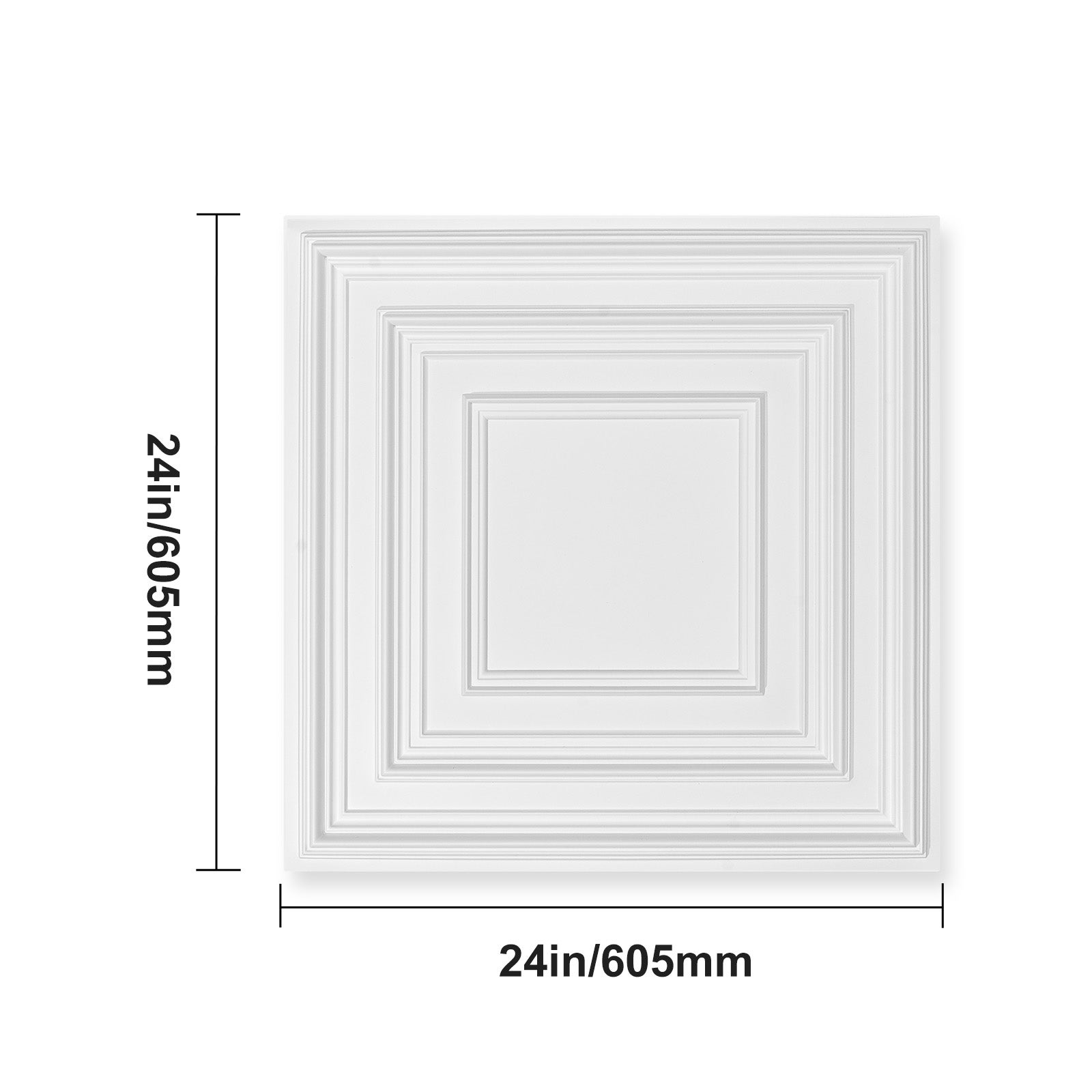 Plaques Murales de Plafond PVC SucceBuy 605 x 605 mm, Lot de 12, Panneaux Blancs Relief 3D à Coller ou Suspendre - 2