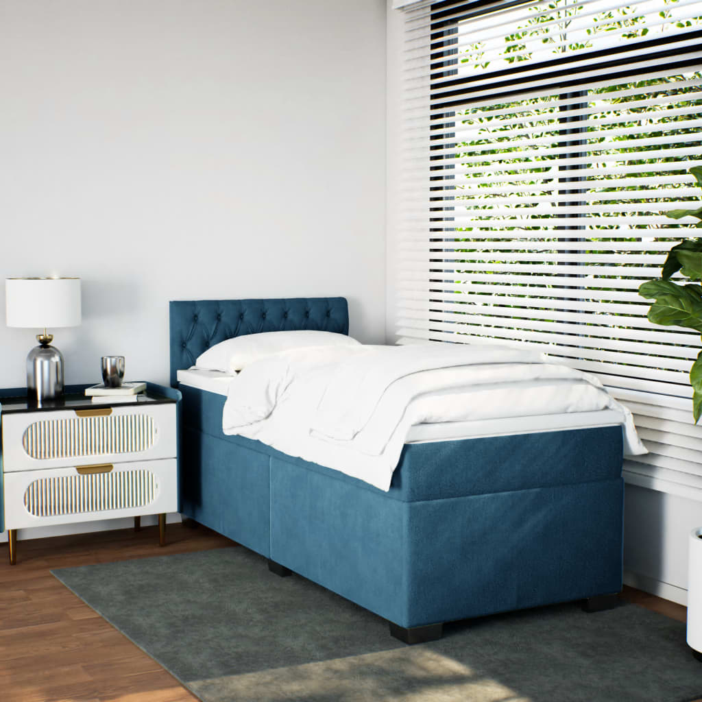 Sommier à lattes de lit avec matelas Bleu foncé 100x200 cm — COMFORTXL - 3