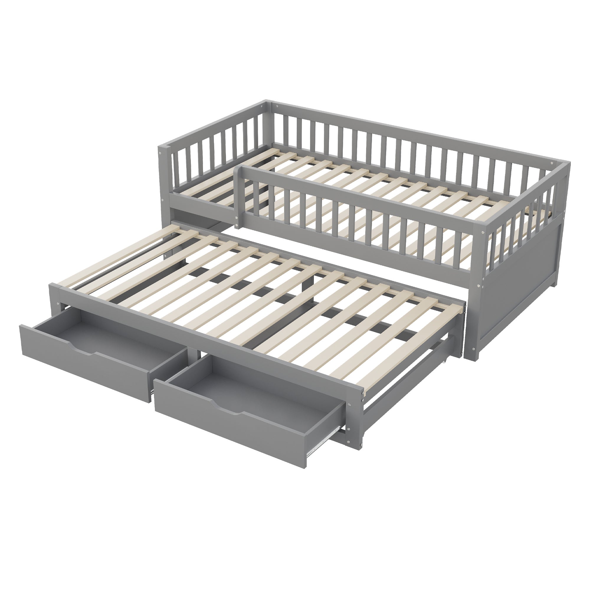 Cama Infantil Dream Kids Tipo Cabaña Baja | 3 Plazas (Individual) | Madera Negra Estilo Industrial | Diversión Y Seguridad