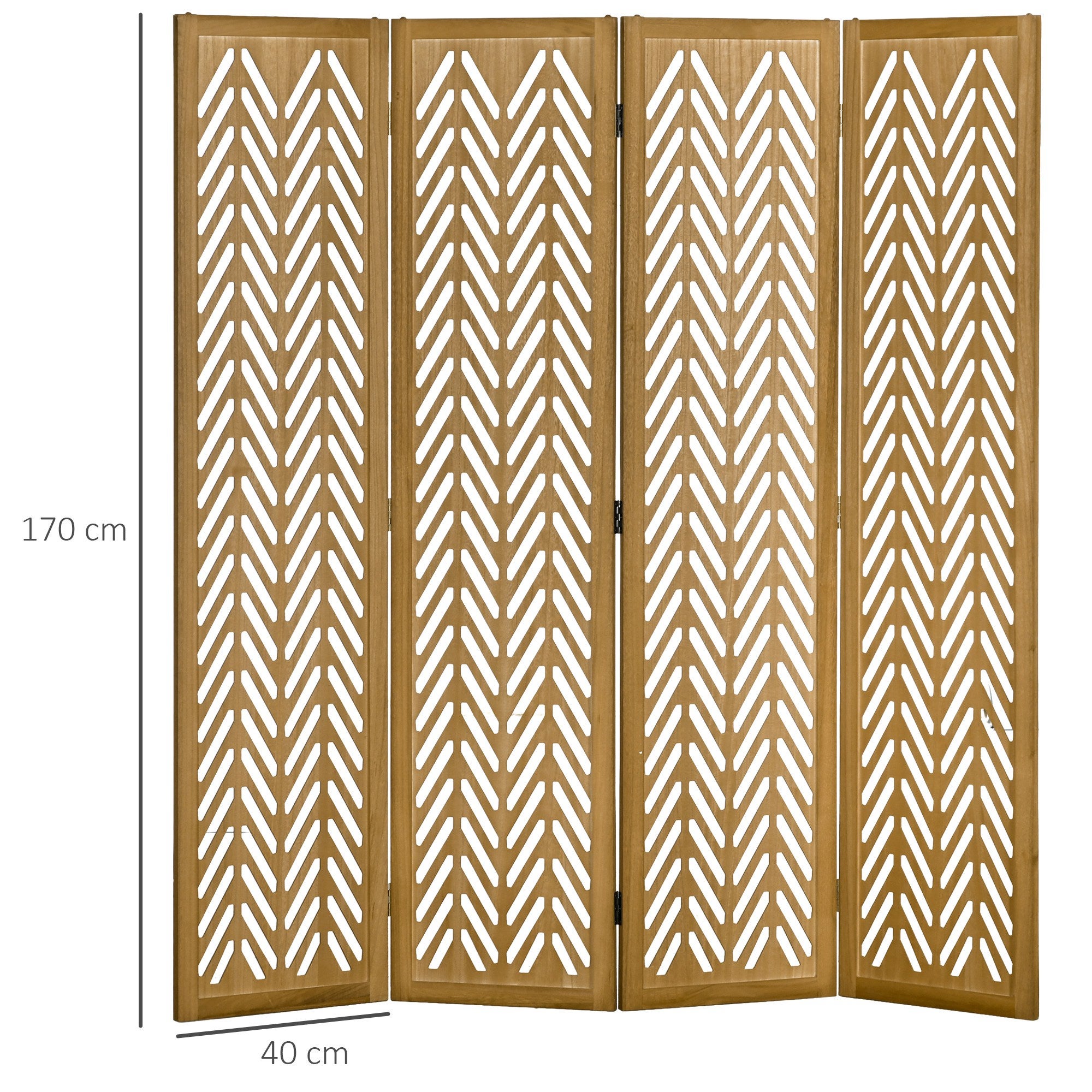 Paravent en bois ajouré séparateur de pièce closion intérieur pliable 4 panneaux en bois 160x170cm naturel - 5