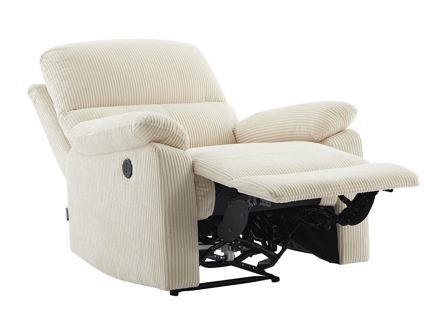 Fauteuil relax électrique en velours côtelé beige LUNANO - 4
