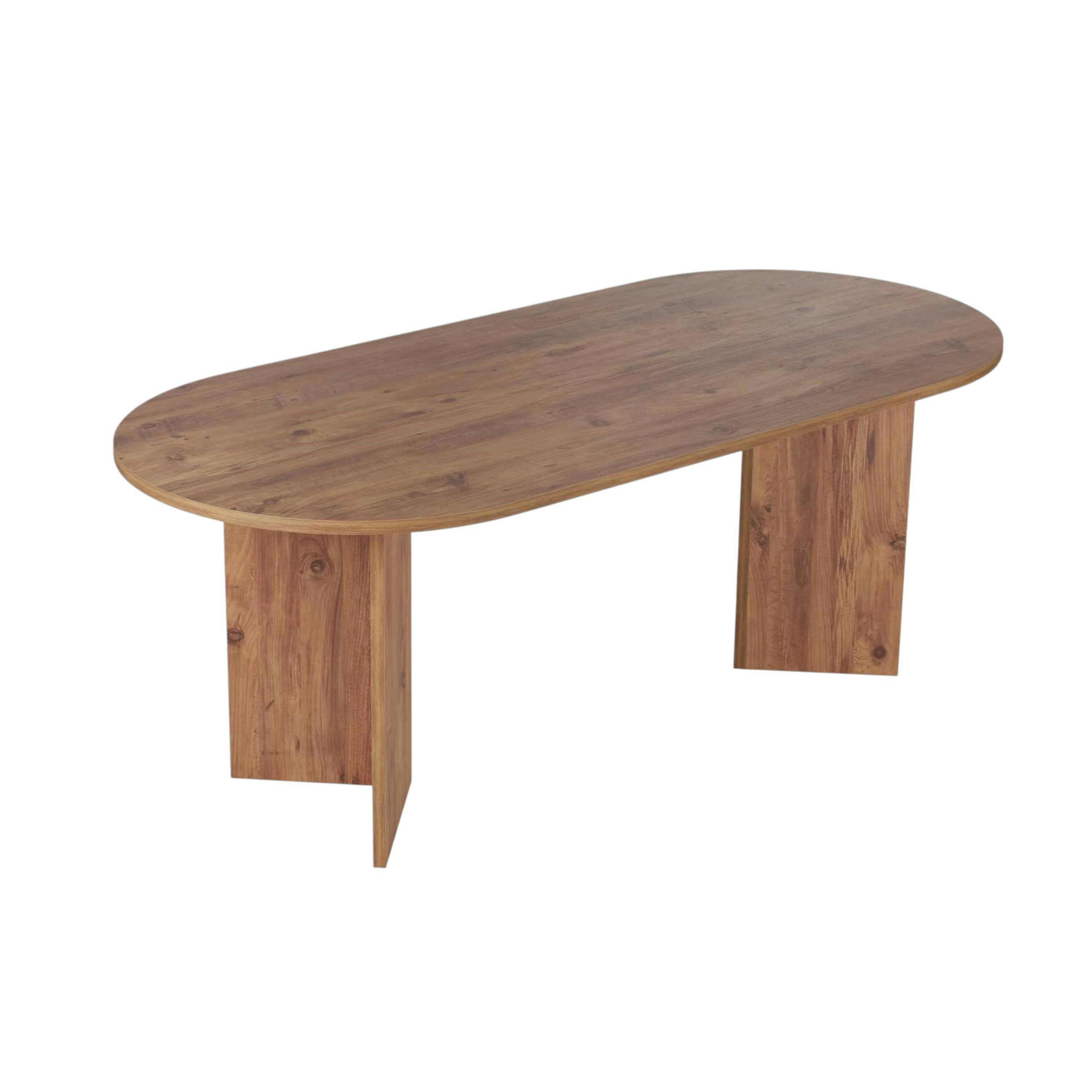 Table à manger ovale effet pin pieds en V 200 cm MARFA - 3