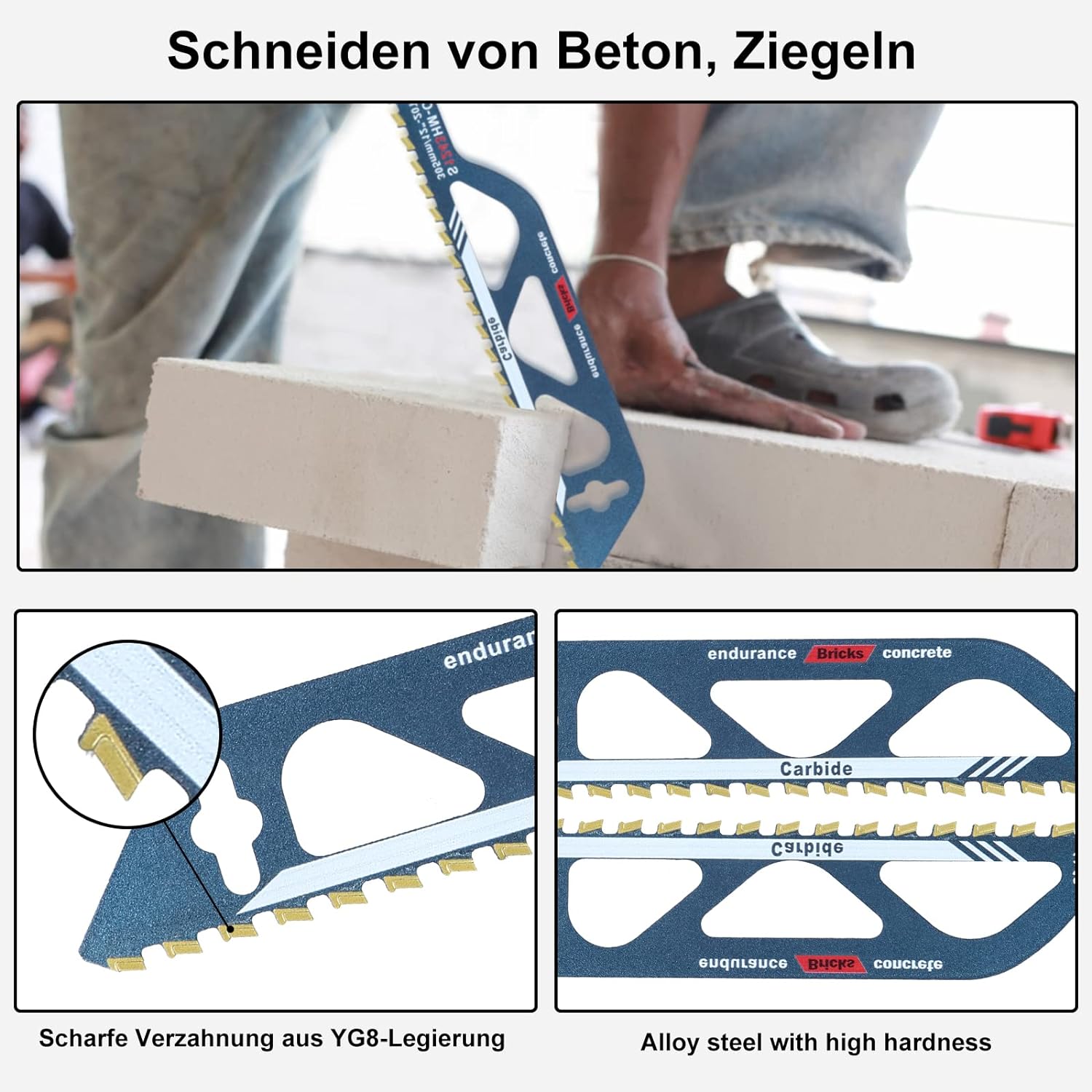Lame de scie sabre,pierre de scie sabre,en carbure de tungstène,acier métallique,bois, pour béton cellulaire,brique, plaques de ciment et béton, longu - 4