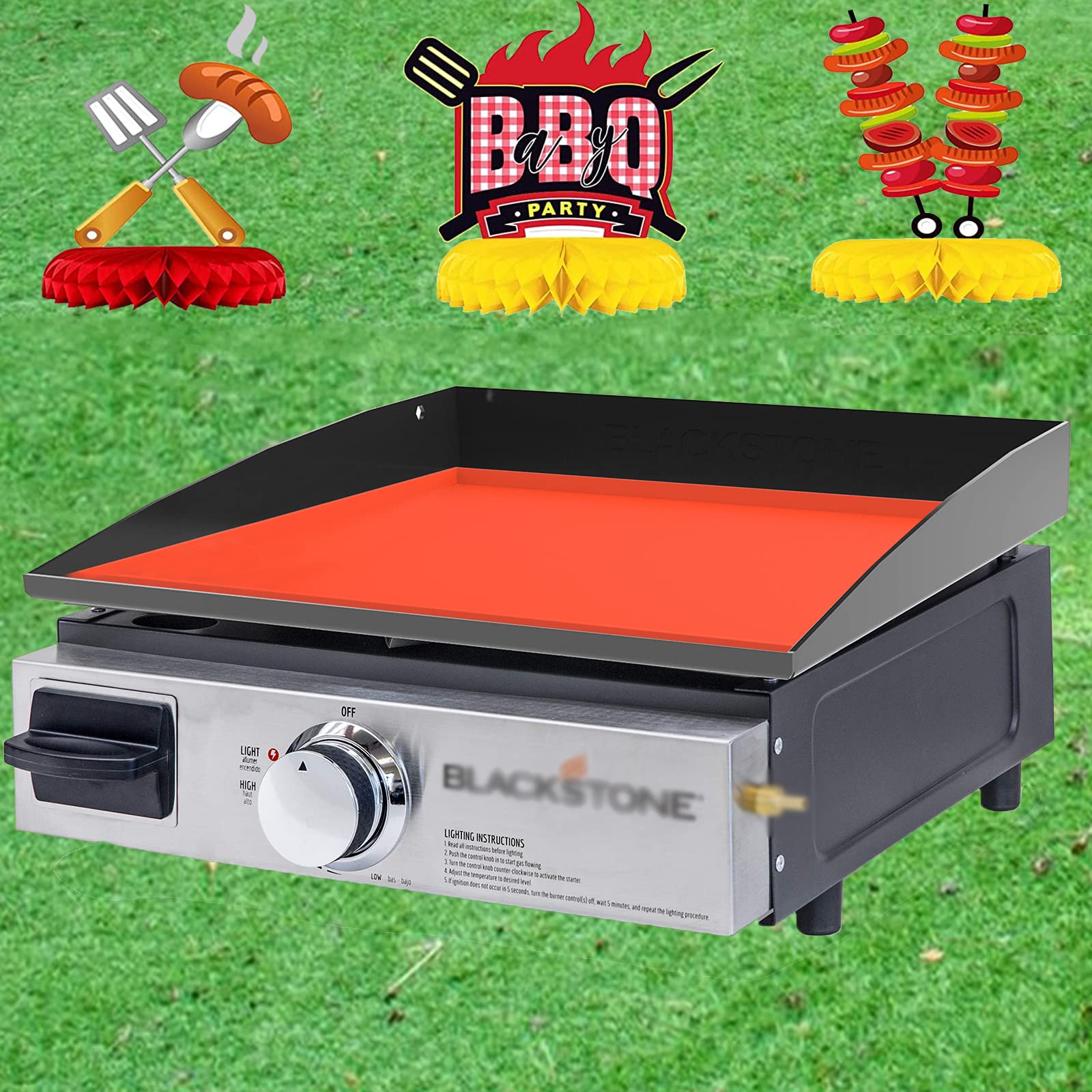 Gruby silikonowy podkład pod patelnię o grubości 17 cali, akcesoria do patelni, ochraniacz do pieczenia na grill zewnętrzny, pomarańczowy