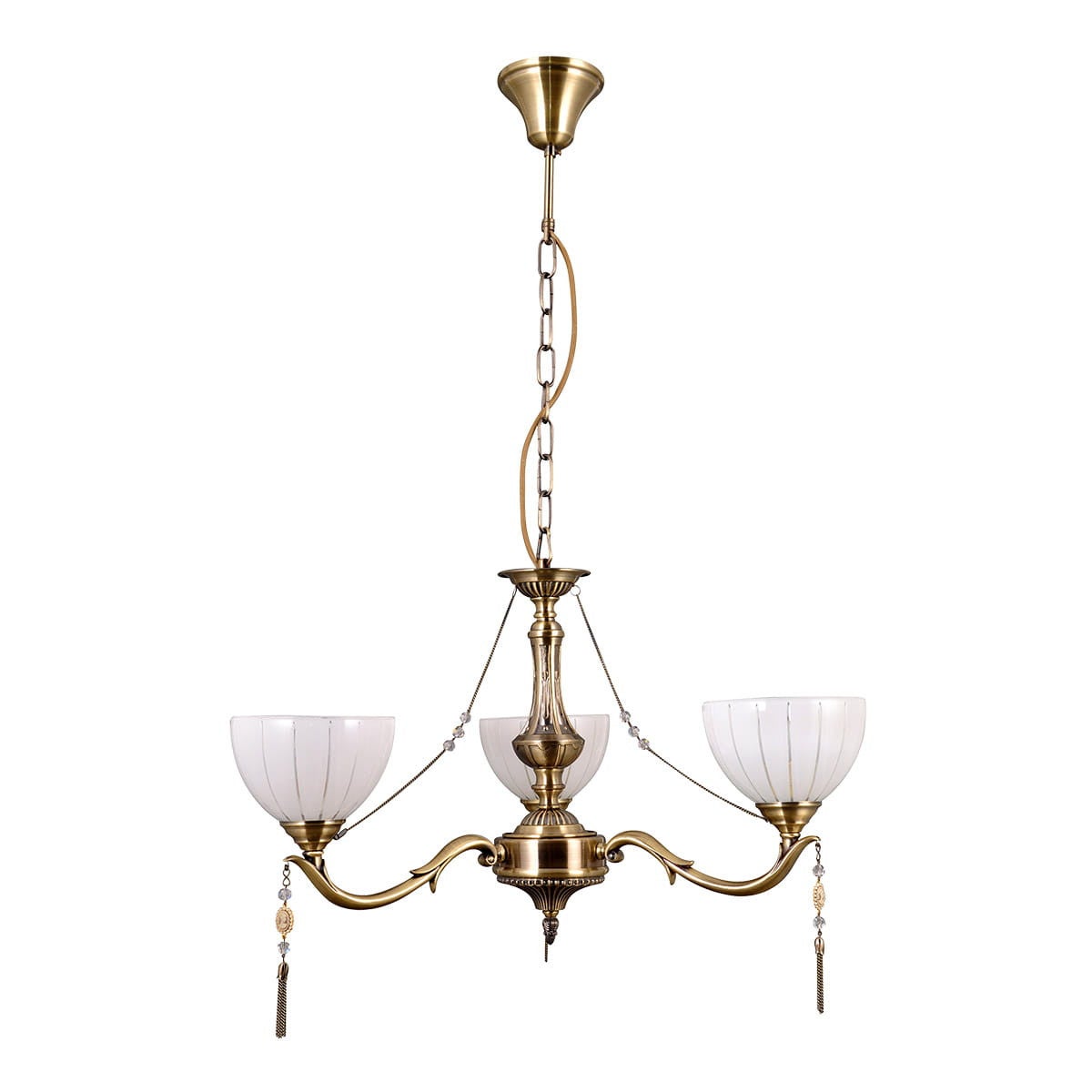 Lampa sufitowa wisząca Baxio złoto-biała 3xE27x60W wym: 34 x 55 x 55 cm szkło Italux