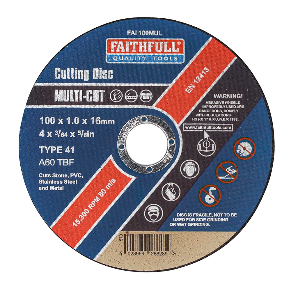 10 Dischi Da Taglio Multiuso Faithfull - 100x1x16 Mm, Per Metallo, Pietra E Plastica - Foto 8
