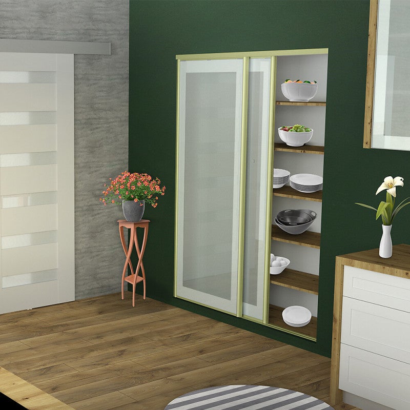 Kit SLID'UP 280 aluminium anodisé bronze pour 2 portes de placard coulissantes 18 mm - rail 2 m - 50 kg - 2